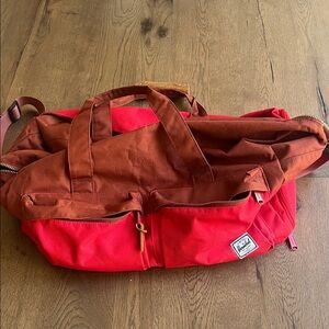Herschel Supply Company Red & Brown Canvas Duffel Bag